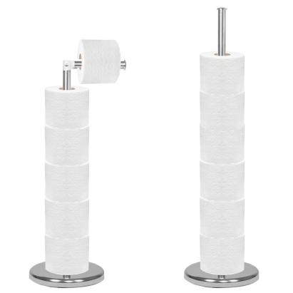 Suport pentru hartie igienica 2 in 1 cu tija mobila, 68,5 cm, argintiu