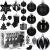 Set globuri si decoratiuni de Craciun negre, 77 piese, diverse dimensiuni