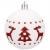 Set 30 globuri de Craciun alb-rosu, 5 cm, cu modele festive