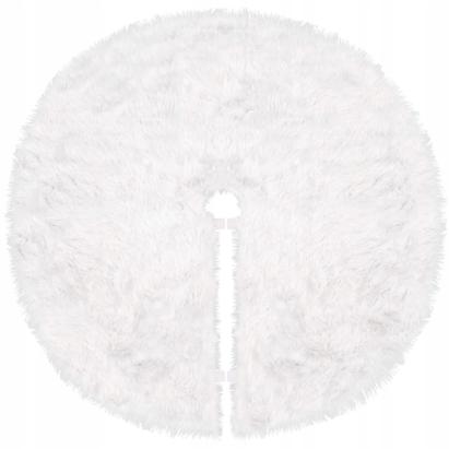 Covoras sub brad de Craciun, 142 cm, imitatie blana alba, prindere Velcro