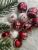 Set 30 globuri de Craciun alb-rosu, 7 cm, cu modele festive