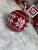 Set 30 globuri de Craciun alb-rosu, 7 cm, cu modele festive