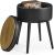 Taburet VASAGLE cu spatiu de depozitare, tapitat PU, negru, 38,2 x 44,4 cm