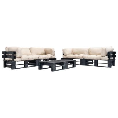 Set mobilier grădină paleți cu perne nisipii, 6 piese, lemn GartenMobel Dekor