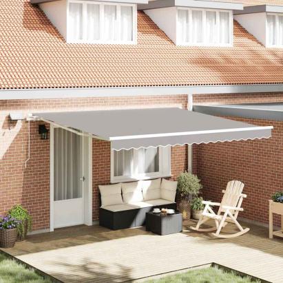Cortina Retractabilă cu Manual Gri deschis 400 ×350 cm țesătură GartenMobel Dekor