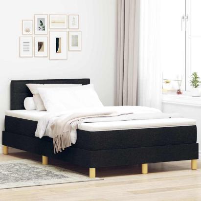 Pat cu arcuri cu pernă cu headboard Negru 120 x 190 cm țesătură GartenMobel Dekor
