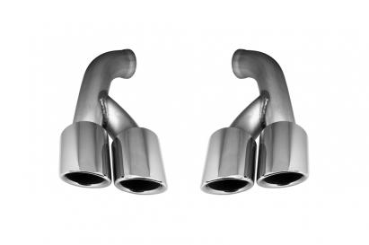 Set de vârfuri cromate tip GT potrivit pentru Porsche Cayenne 958 2014-2018, lungime 455mm, deschidere 65mm Performance AutoTuning