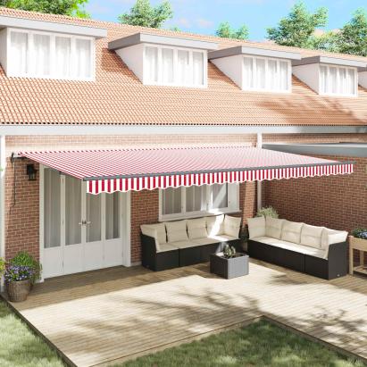 Cortina Retractabilă Roșu și Alb 600 × 300 cm GartenMobel Dekor