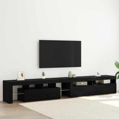 Cabinet TV 3 pcs Stejar Negru 260 x 37 x 40 cm Lemn compozit GartenMobel Dekor