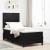 Pat cu arcuri cu saltea cu headboard Negru 100 x 200 cm Catifea GartenMobel Dekor