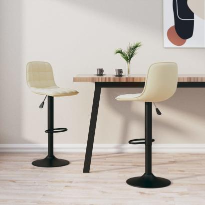 Scaune de bar, 2 buc., crem, catifea GartenMobel Dekor