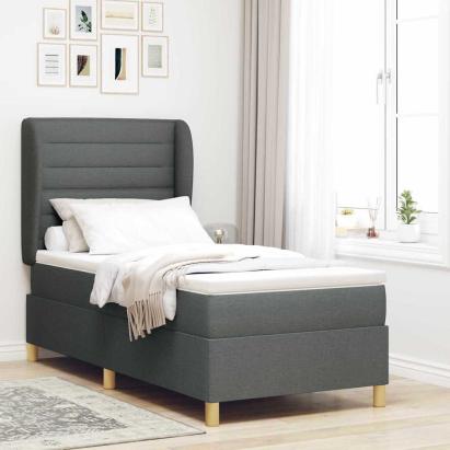 Pat cu saltea cu arcuri Gri închis 90x190 cm Gri închis GartenMobel Dekor
