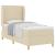 Pat cu arcuri cu saltea cu headboard Crem 200 x 100 cm țesătură GartenMobel Dekor