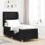 Pat cu arcuri cu saltea cu headboard Negru 200 x 80 cm țesătură GartenMobel Dekor