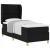 Pat cu arcuri cu saltea cu headboard Negru 200 x 80 cm țesătură GartenMobel Dekor