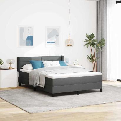 Pat cu arcuri cu headboard Gri închis 200 x 140 cm țesătură GartenMobel Dekor