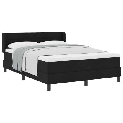 Pat cu arcuri cu headboard Manual Negru 200 x 140 cm țesătură GartenMobel Dekor