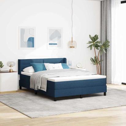 Pat cu arcuri cu headboard albastru 200 x 140 cm țesătură GartenMobel Dekor