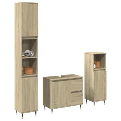 Set mobilier de baie, 3 piese, stejar sonoma, lemn prelucrat GartenMobel Dekor
