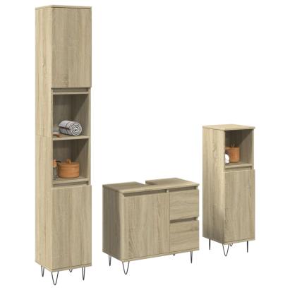 Set mobilier de baie, 3 piese, stejar sonoma, lemn prelucrat GartenMobel Dekor