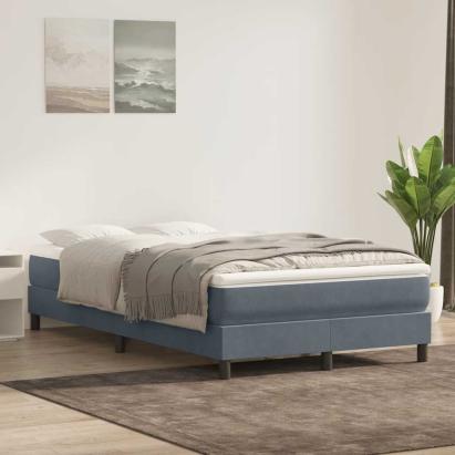 Pat box spring cu saltea, gri închis, 120x220 cm, catifea GartenMobel Dekor