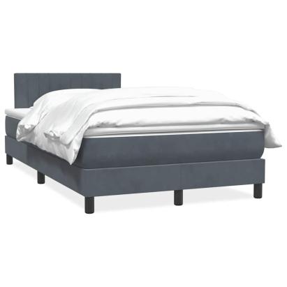 Pat box spring cu saltea, gri închis, 120x220 cm, catifea GartenMobel Dekor