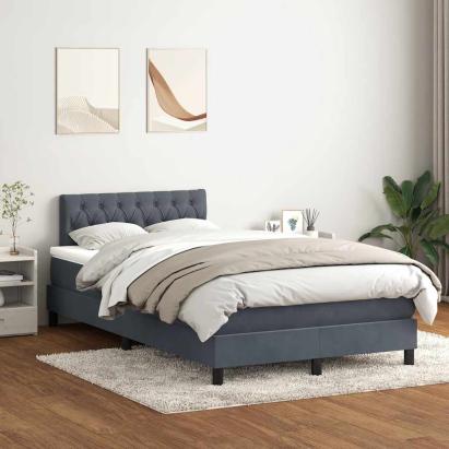 Pat box spring cu saltea, gri închis, 120x220 cm, catifea GartenMobel Dekor