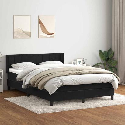 Pat box spring cu saltea, negru, 160x210 cm, catifea GartenMobel Dekor