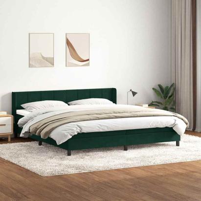 Pat box spring cu saltea, verde închis, 180x220 cm, catifea GartenMobel Dekor