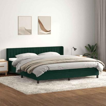 Pat box spring cu saltea, verde închis, 180x220 cm, catifea GartenMobel Dekor