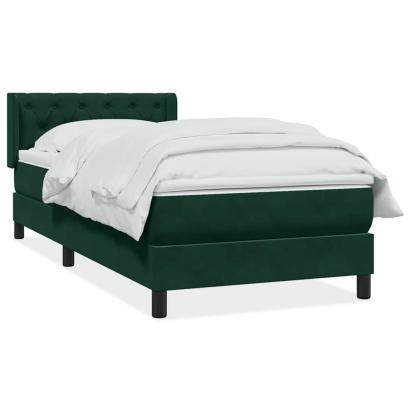 Pat box spring cu saltea, verde închis, 80x220 cm, catifea GartenMobel Dekor