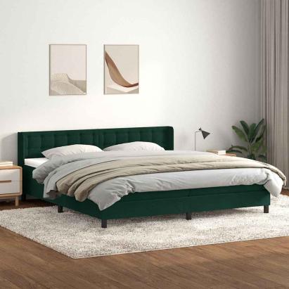 Pat box spring cu saltea, verde închis, 180x220 cm, catifea GartenMobel Dekor