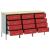 Dulap de lucru cu sertar 3 pcs Roșu și gri 150 x 55 x 85 cm GartenMobel Dekor