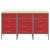Dulap de lucru cu sertar 3 pcs Roșu și gri 150 x 55 x 85 cm GartenMobel Dekor