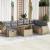 Set canapele de grădină, 9 piese, cu perne, bej, poliratan GartenMobel Dekor