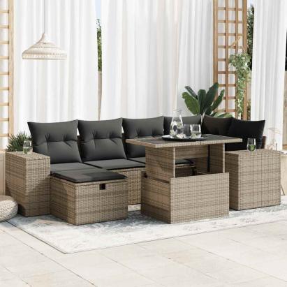 Set canapele de grădină cu perne, 8 piese, gri, poliratan GartenMobel Dekor