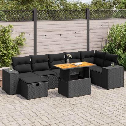 Set mobilier de grădină cu perne, 5 piese,poliratan/lemn acacia GartenMobel Dekor