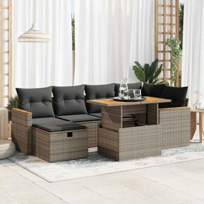 Set canapele de grădină cu perne, 8 piese, gri, poliratan GartenMobel Dekor