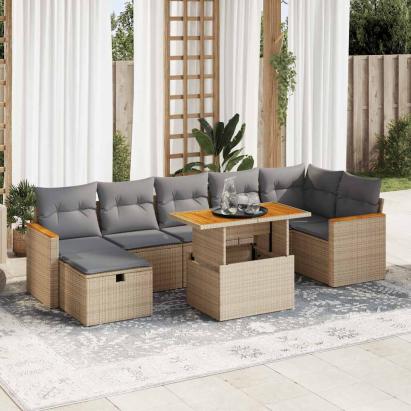 Set canapele de grădină cu perne, 5 piese, bej, poliratan GartenMobel Dekor