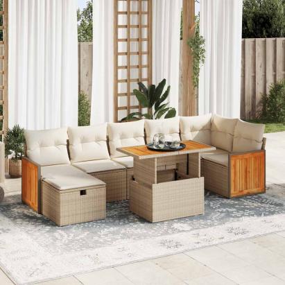 Set canapele de grădină cu perne, 5 piese, bej, poliratan GartenMobel Dekor