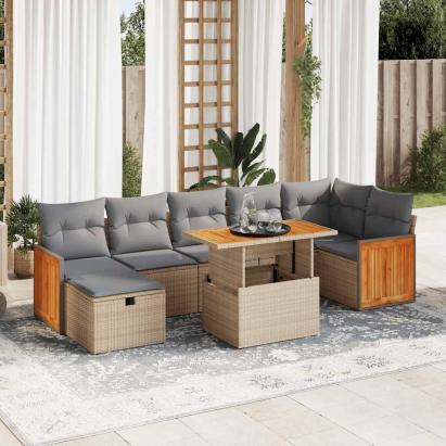 Set canapele de grădină cu perne, 5 piese, bej, poliratan GartenMobel Dekor