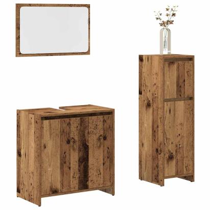 Set mobilier de baie, 3 piese, lemn vechi, lemn prelucrat GartenMobel Dekor