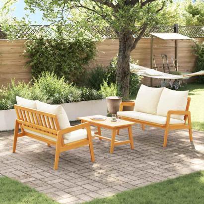 Set bistro cu pernă 3 pcs Maro Lemn Solid de Acacia GartenMobel Dekor