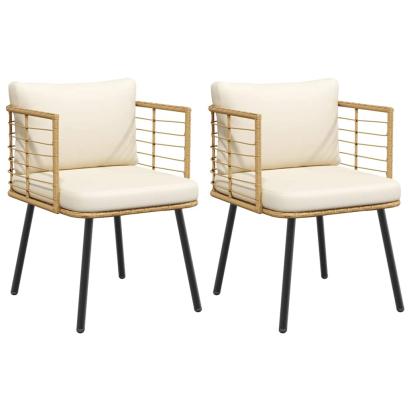 Scaune de grădină 2 buc cu perne din poliratan natural GartenMobel Dekor