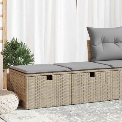 Set canapele grădină cu perne 2 piese bej poliratan/lemn acacia GartenMobel Dekor