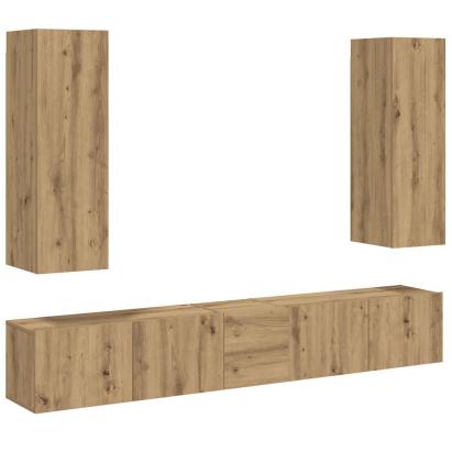 Dulapuri TV montate pe perete 5 buc. stejar artizanal lemn GartenMobel Dekor