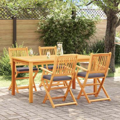 Scaun pliant 4 pcs Gri 49 x 57.5 x 92cm Lemn masiv de acacia GartenMobel Dekor