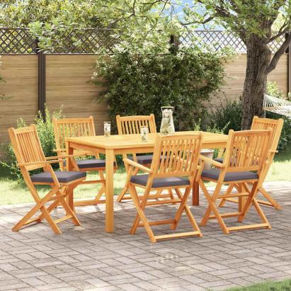 Scaun pliant 6 pcs Gri 49 x 57.5 x 92cm Lemn masiv de acacia GartenMobel Dekor