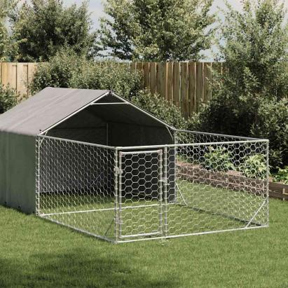 Canisa de exterior cu alergare 7x2x1,5 m otel galvanizat GartenMobel Dekor