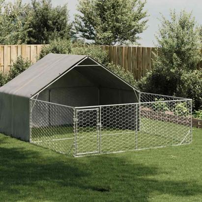 Canisa de exterior cu alergare 5x3x1,9 m otel galvanizat GartenMobel Dekor